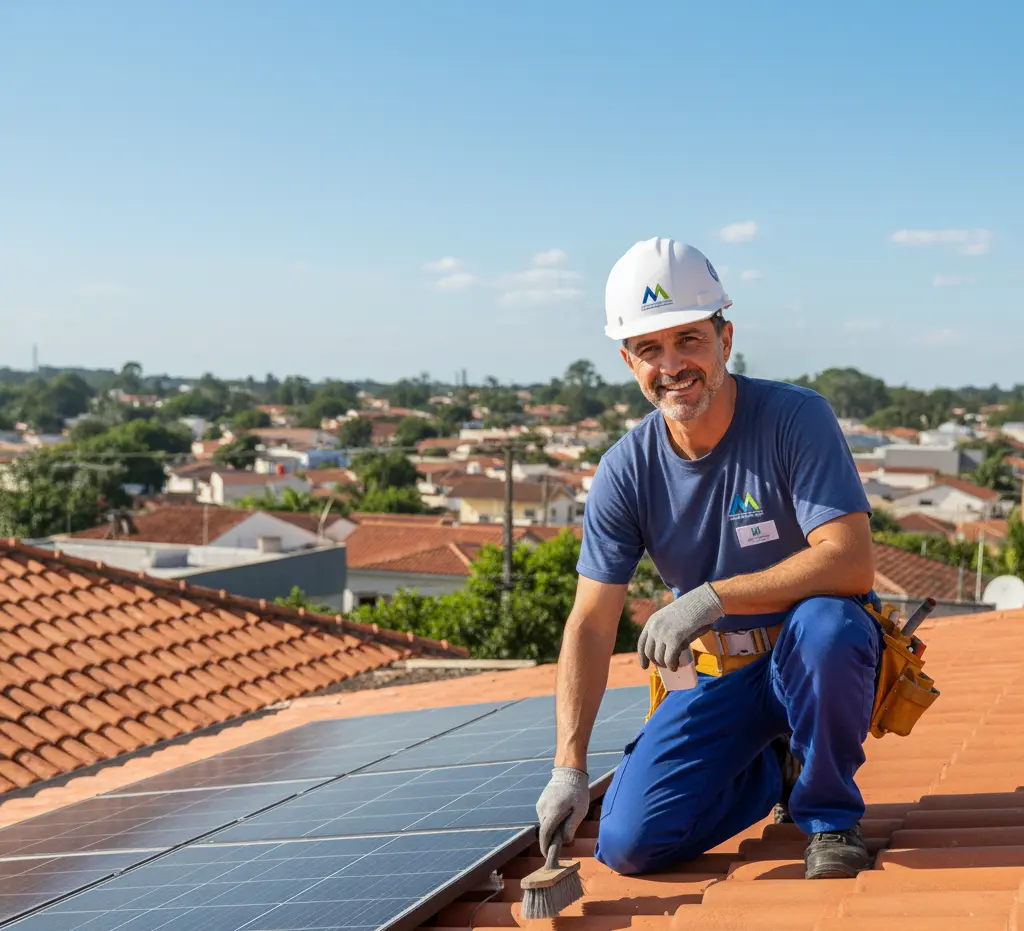 Profissionais trabalhando em telhado